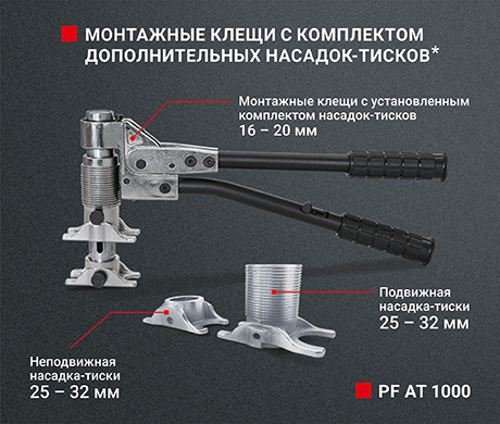 Монтажные клещи (с установленным комплектом насадок–тисков) - PF AT 1000