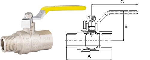 Кран шаровой для газа в/н, ручка-рычаг