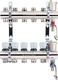 Коллекторная группа с настроечными и термостатическими клапанами, дренажными кранами и воздухоотводчиками